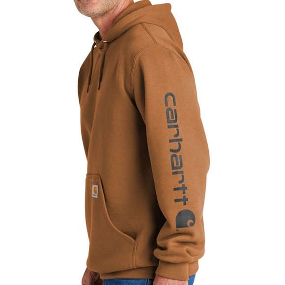 (NWT) Carhartt Mens Hooded Sweatshirt Sleeve Logo Midweight Hoodie Brown - Picture 3 of 6